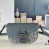 693095476e68136f4d9aa1e7 Dior Saddle Clutch with Shoulder Strap, Grainy Calfskin and Oblique Print