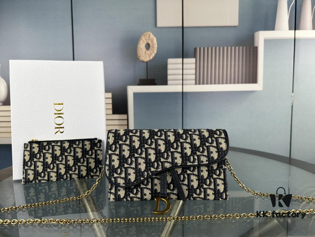 6930957e6e68136f4d9aa252 Dior Saddle Bag Series Crossbody Bag with Box ♥️ Comes with Chain ⛓️, Can Be Used as Clutch or Crossbody, Includes Six Card Slots and Coin Purse, Practical Design, Size 19*13, Model No. 6602, Navy Blue