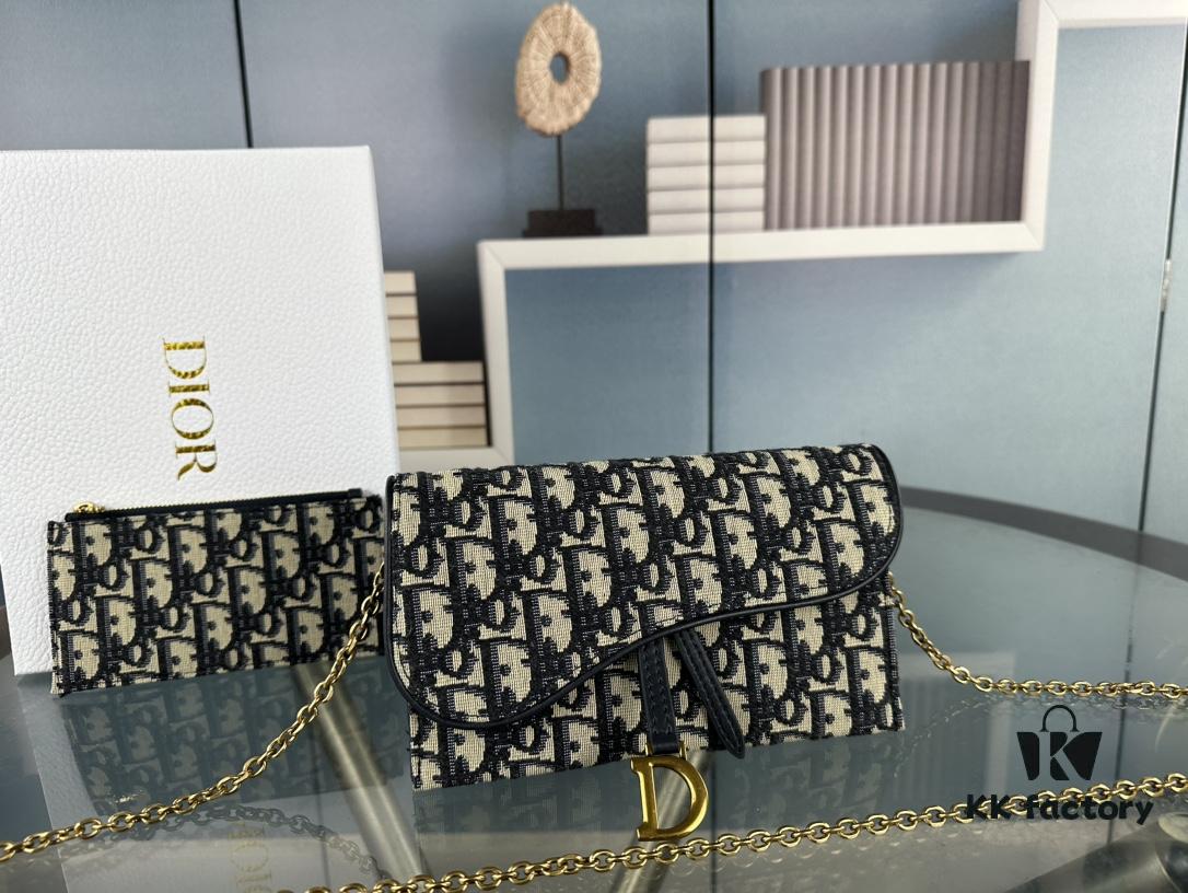 693095806e68136f4d9aa258 Dior Saddle Bag Series Crossbody Bag with Box ♥️ Comes with Chain, Can Be Used as Clutch or Crossbody, Includes Six Card Slots and Coin Purse, Practical Design, Size 19*13, Model No. 6602, Deep Blue
