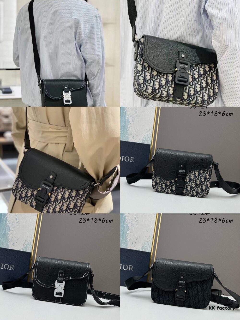 Box Included [Top Original Version] This mini saddle messenger bag is exquisitely crafted and stylish, made from black grained cowhide leather, featuring a flap closure and 'DIOR' signature emblem that highlights the refined charm of the saddle design. Spacious interior with compartments and slip pockets for organizing daily essentials. Equipped with an adjustable leather shoulder strap for versatile wear as a shoulder or crossbody bag.