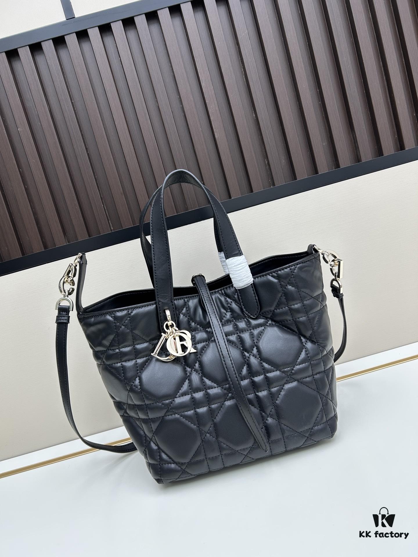 693095c46e68136f4d9aa2e4 Dior Toujours Vertical Handbag in Blush Beige Calfskin with Cannage Stitching