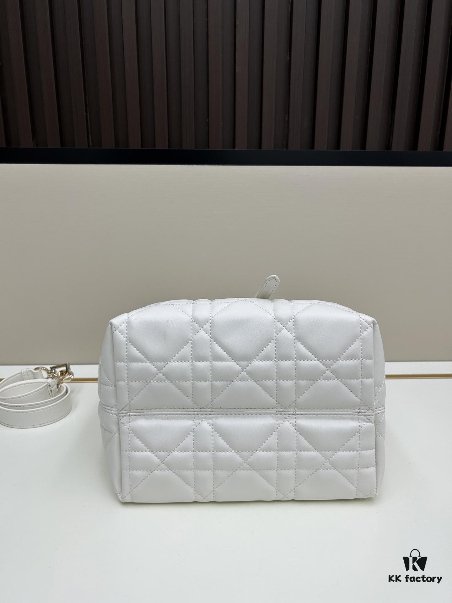 693095c56e68136f4d9aa2e9 Dior Toujours Vertical Handbag in Blush Beige Calfskin with Cannage Stitching