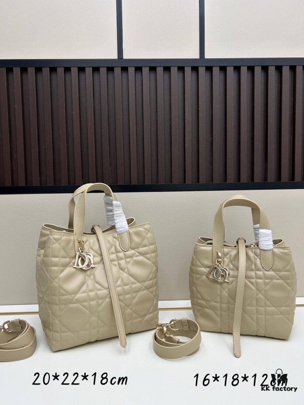 693095ca6e68136f4d9aa2ee Dior Toujours Vertical Handbag in Blush Beige Calfskin with Large Cannage Stitching