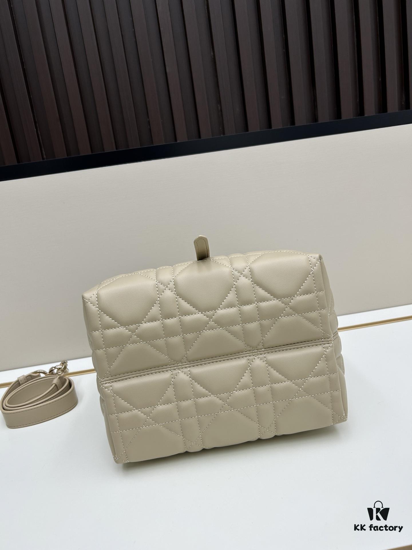 693095cb6e68136f4d9aa2f1 Dior Toujours Vertical Handbag in Blush Beige Calfskin with Large Cannage Stitching