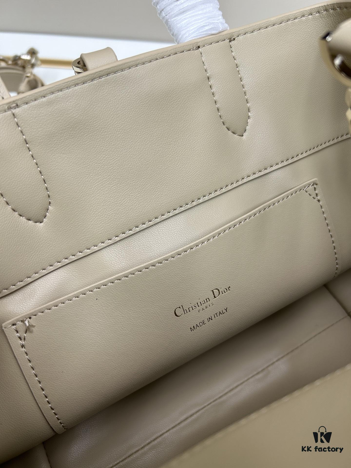 693095cc6e68136f4d9aa2f3 Dior Toujours Vertical Handbag in Blush Beige Calfskin with Large Cannage Stitching