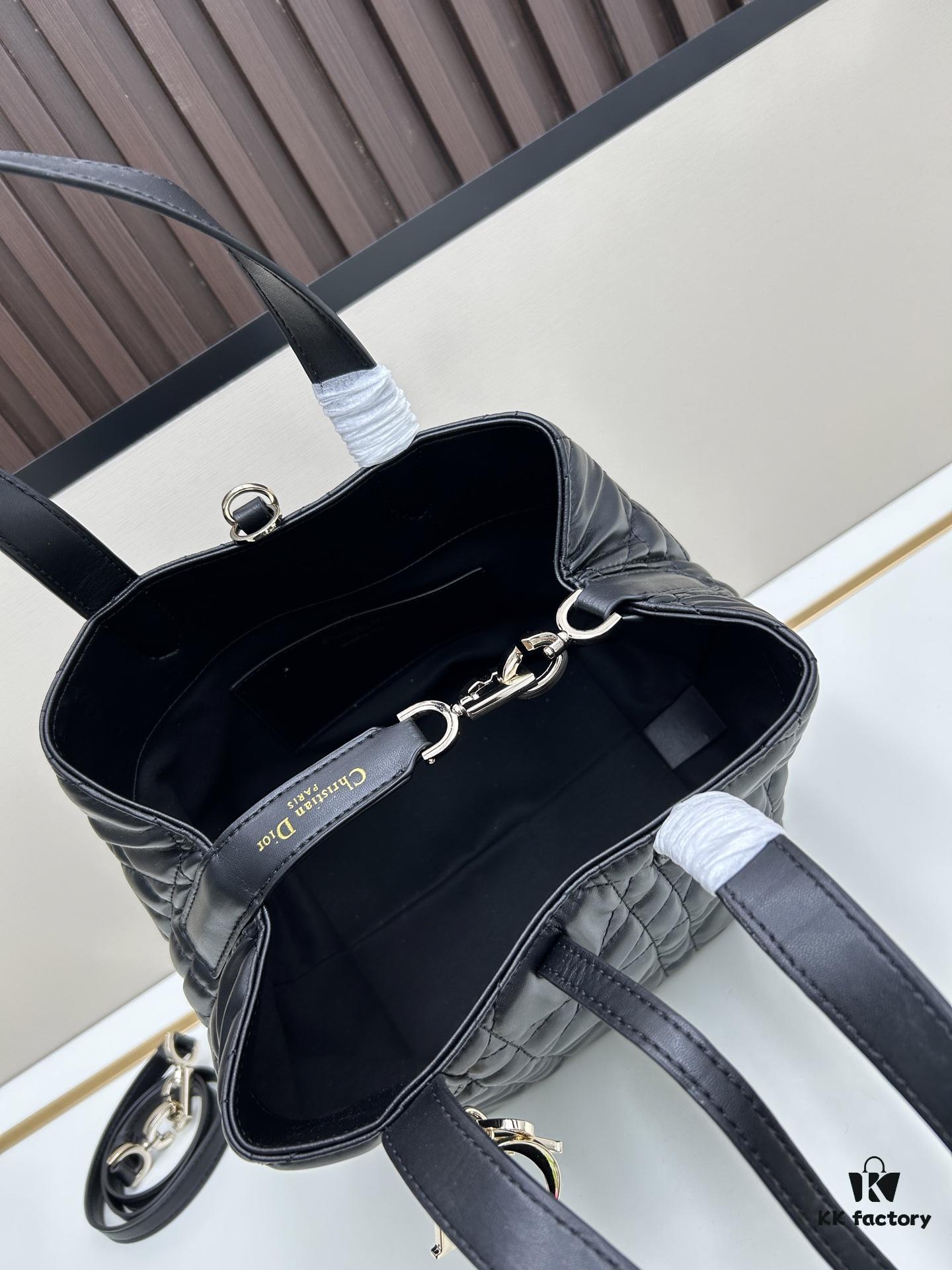 693095d76e68136f4d9aa308 Dior Toujours Vertical Handbag in Blush Beige Calfskin with Cannage Stitching