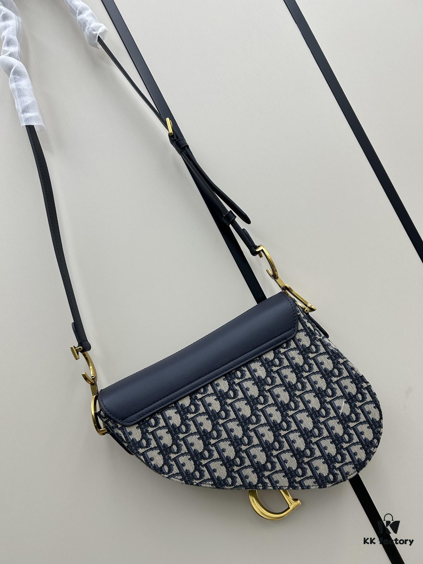 693095e66e68136f4d9aa324 Dior Saddle Monogram Large Bag with Box and Genuine Leather Strap