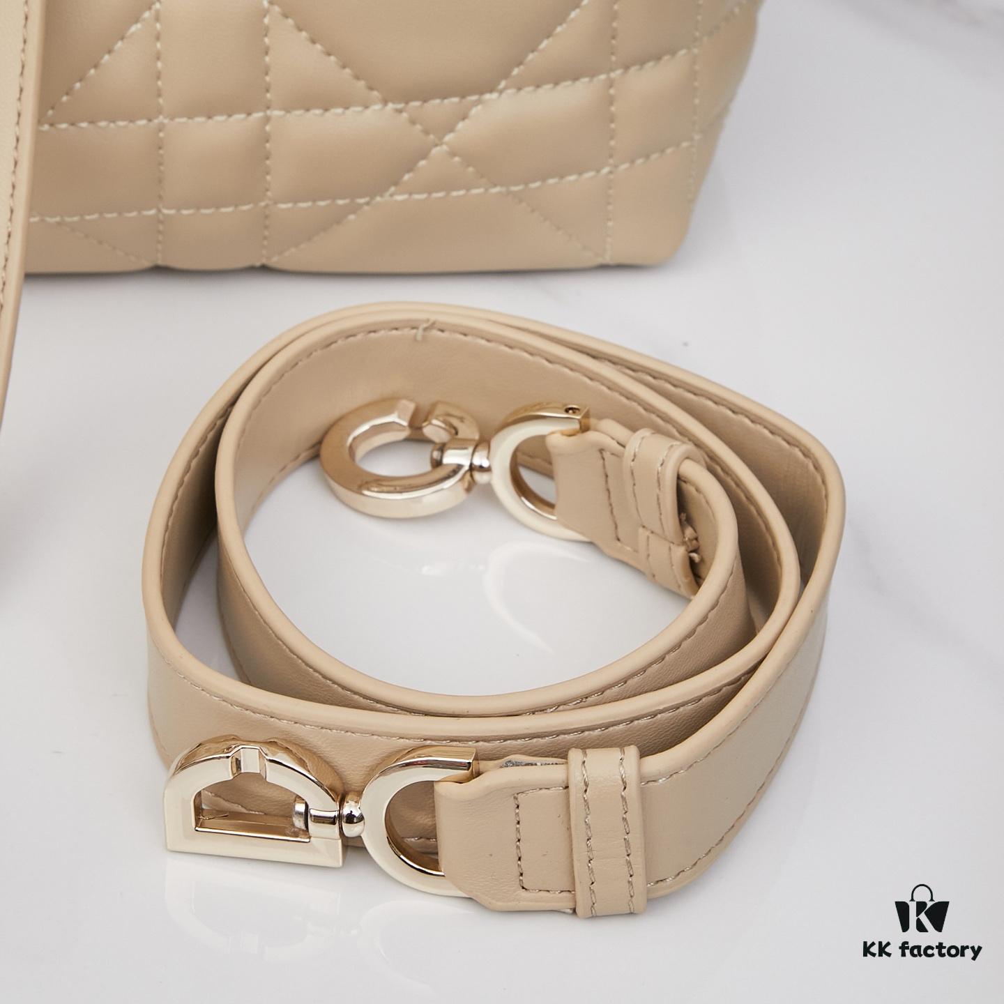 6930960f6e68136f4d9aa377 Dior Toujours Medium Vertical Handbag in Blush Beige Calfskin with Cannage Stitching