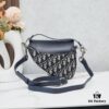 693096476e68136f4d9aa3dc Small Blue Dior Saddle Bag with Box, New Model Silver Buckle