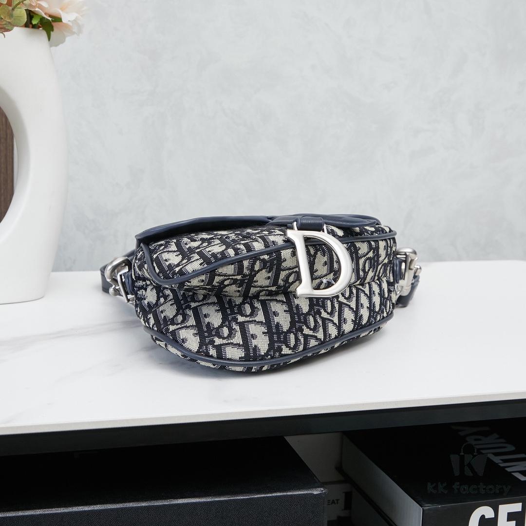 693096486e68136f4d9aa3de Small Blue Dior Saddle Bag with Box, New Model Silver Buckle