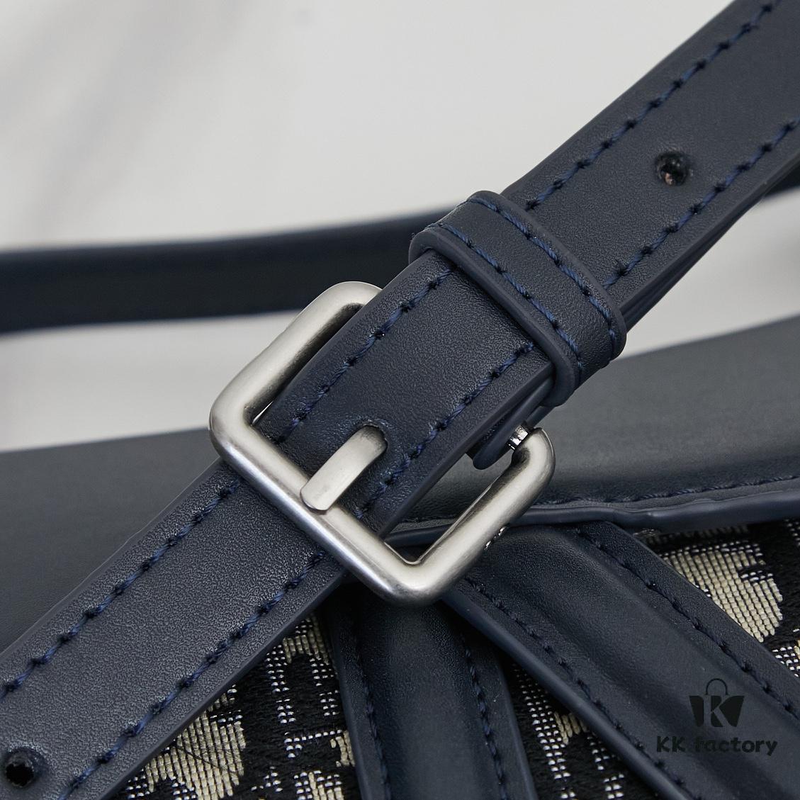 6930964a6e68136f4d9aa3e3 Small Blue Dior Saddle Bag with Box, New Model Silver Buckle