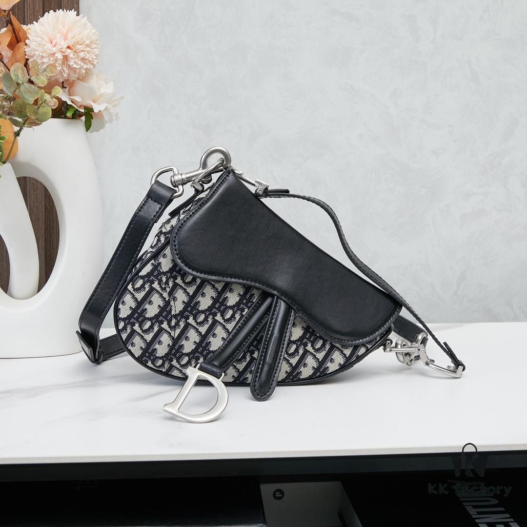 6930964a6e68136f4d9aa3e5 Small Size with Black Dior Saddle Bag with Silver Buckle in Box