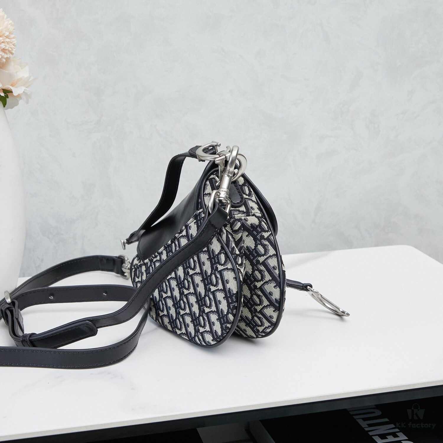 6930964c6e68136f4d9aa3e7 Small Size with Black Dior Saddle Bag with Silver Buckle in Box