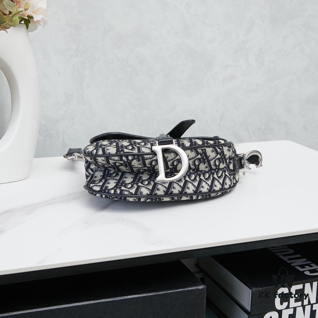 6930964d6e68136f4d9aa3e9 Small Size with Black Dior Saddle Bag with Silver Buckle in Box