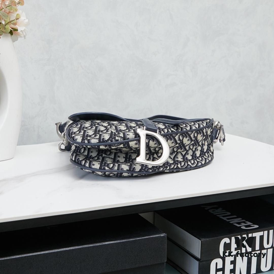 693096506e68136f4d9aa3ef Large Blue Dior Saddle Bag with Box, New Model with Silver Buckle