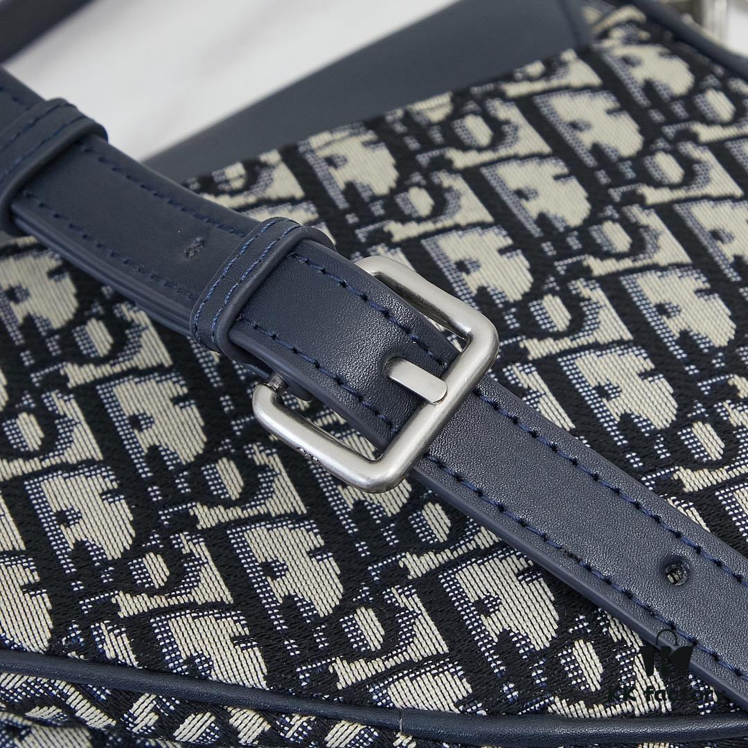 693096516e68136f4d9aa3f3 Large Blue Dior Saddle Bag with Box, New Model with Silver Buckle