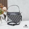 Large Black Dior Saddle Bag with Silver Buckle and Box