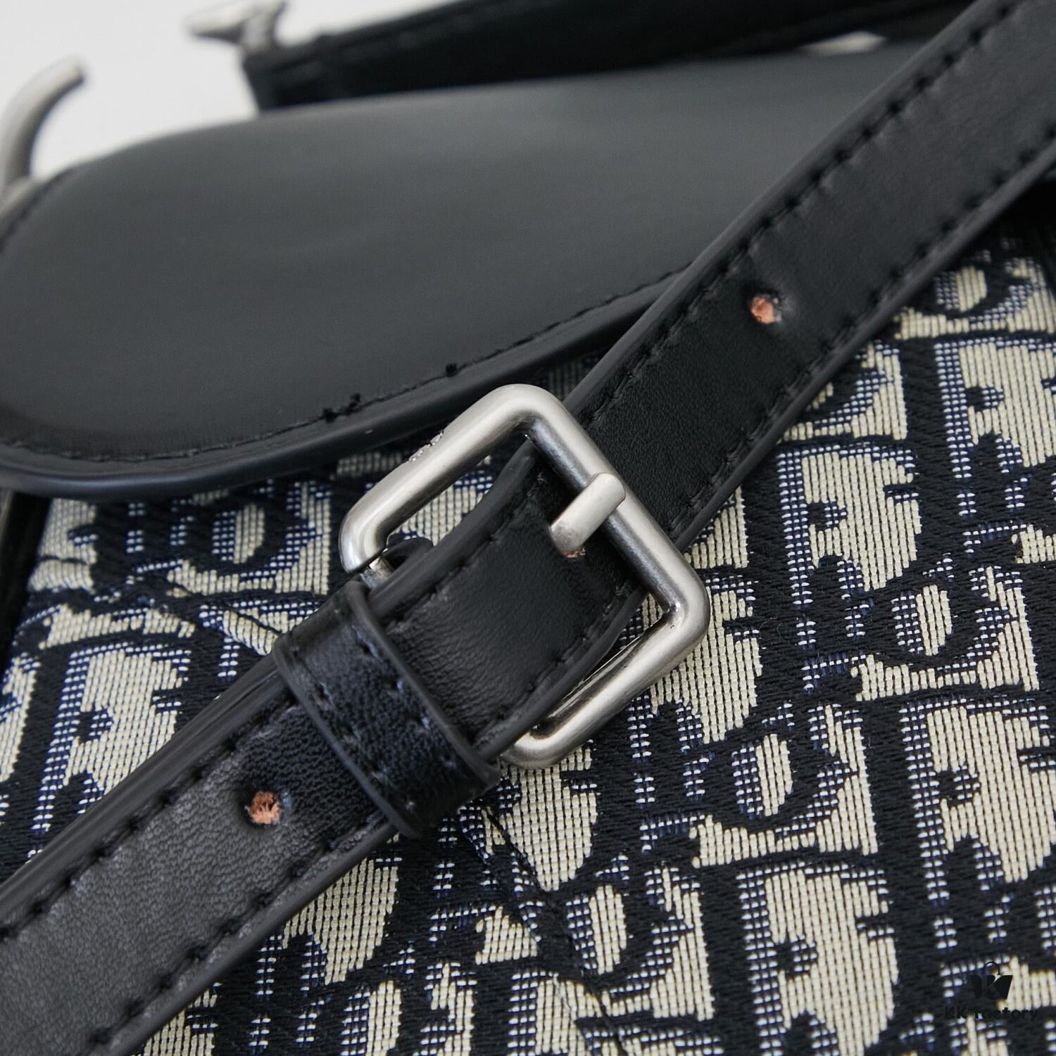Large Black Dior Saddle Bag with Silver Buckle and Box