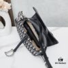 Large Black Dior Saddle Bag with Silver Buckle and Box