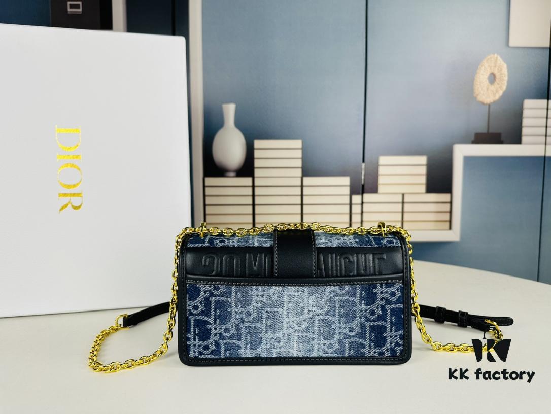 693096596e68136f4d9aa403 Small 30 Montaigne East-West Chain Bag in Denim Dior Oblique Jacquard