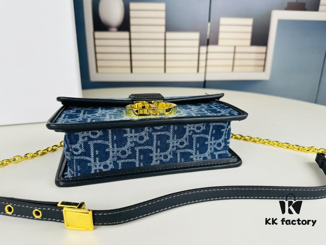 693096596e68136f4d9aa404 Small 30 Montaigne East-West Chain Bag in Denim Dior Oblique Jacquard