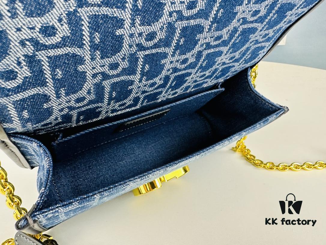 6930965a6e68136f4d9aa405 Small 30 Montaigne East-West Chain Bag in Denim Dior Oblique Jacquard