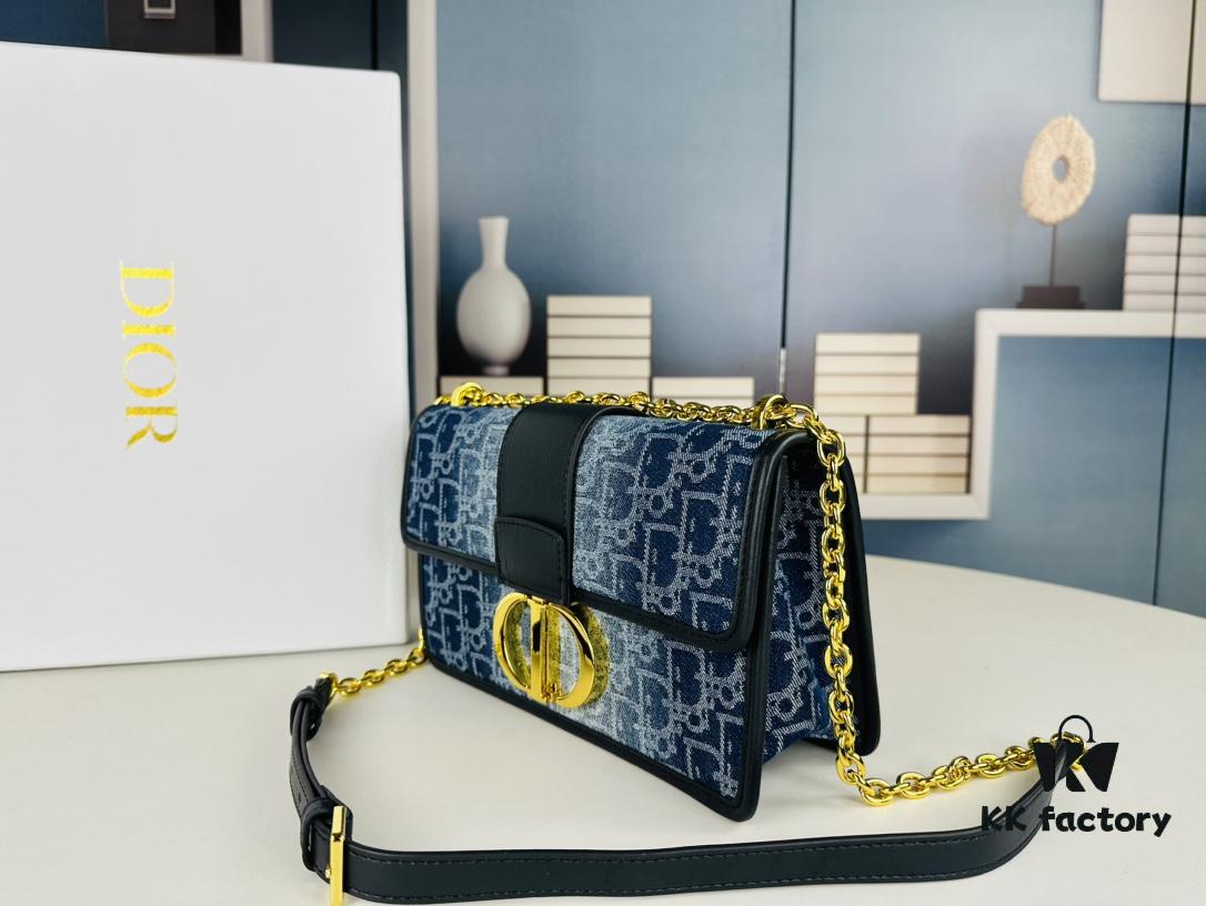 6930965c6e68136f4d9aa40a Large 30 Montaigne East-West Chain Bag in Denim Dior Oblique Jacquard