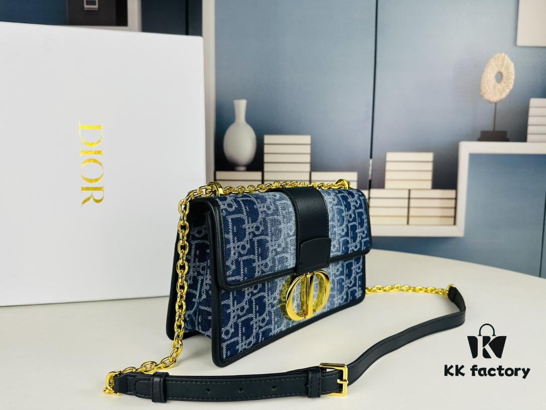 6930965c6e68136f4d9aa40b Large 30 Montaigne East-West Chain Bag in Denim Dior Oblique Jacquard