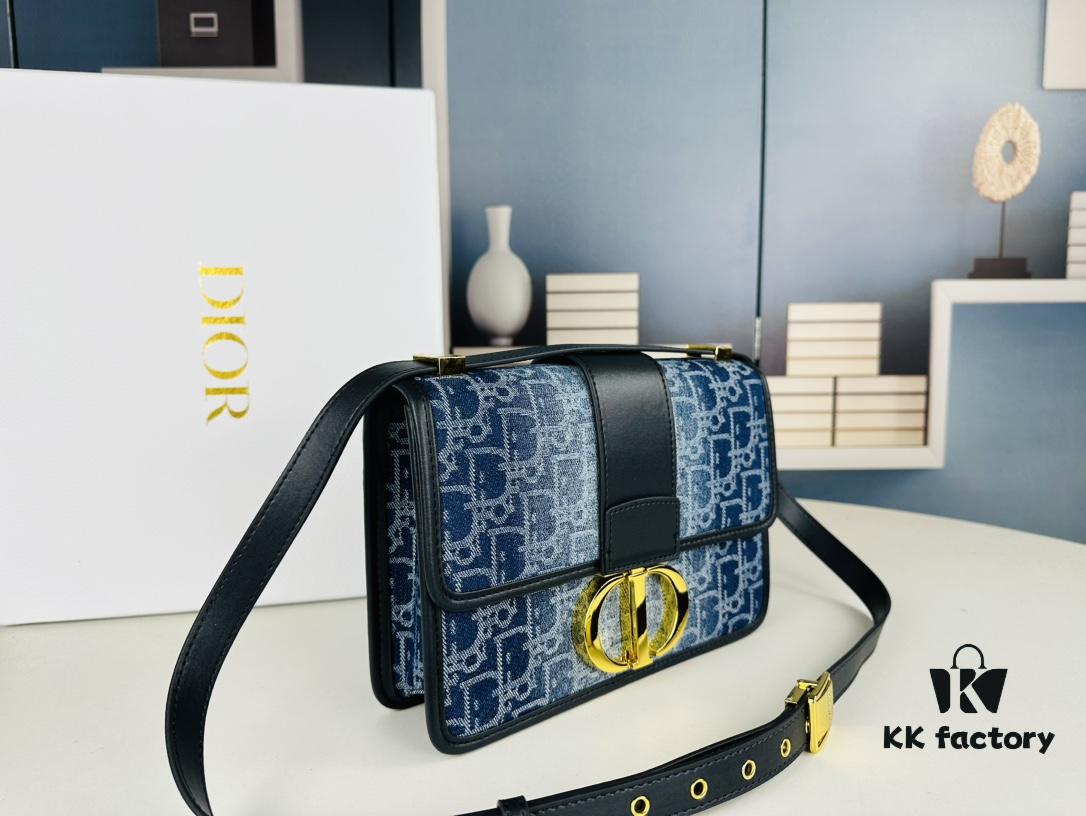 693096606e68136f4d9aa413 Large 30 Montaigne East-West Handbag in Denim Dior Oblique Jacquard