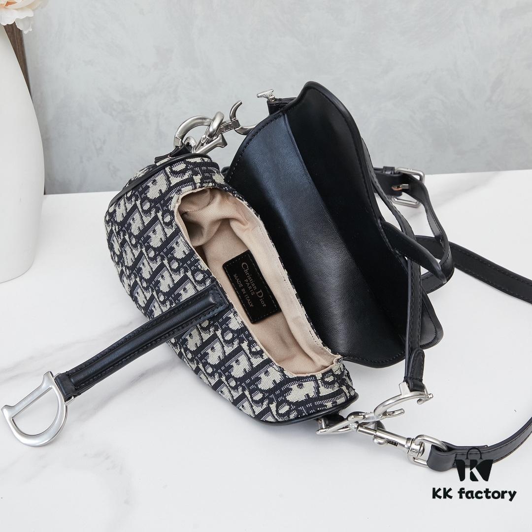 693096666e68136f4d9aa421 Small Size with Black Dior Saddle Bag with Silver Buckle in Box