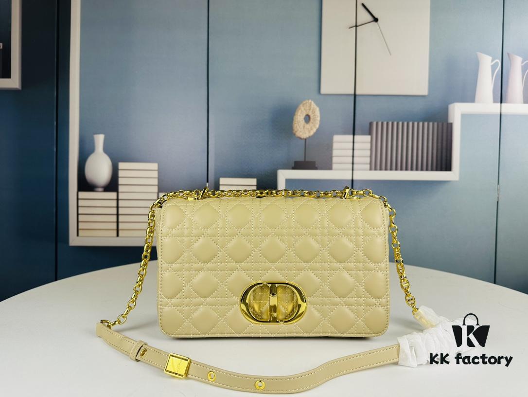 693096866e68136f4d9aa46b Large DIOR Caro Handbag in Caramel Beige Calfskin with Cannage Stitching