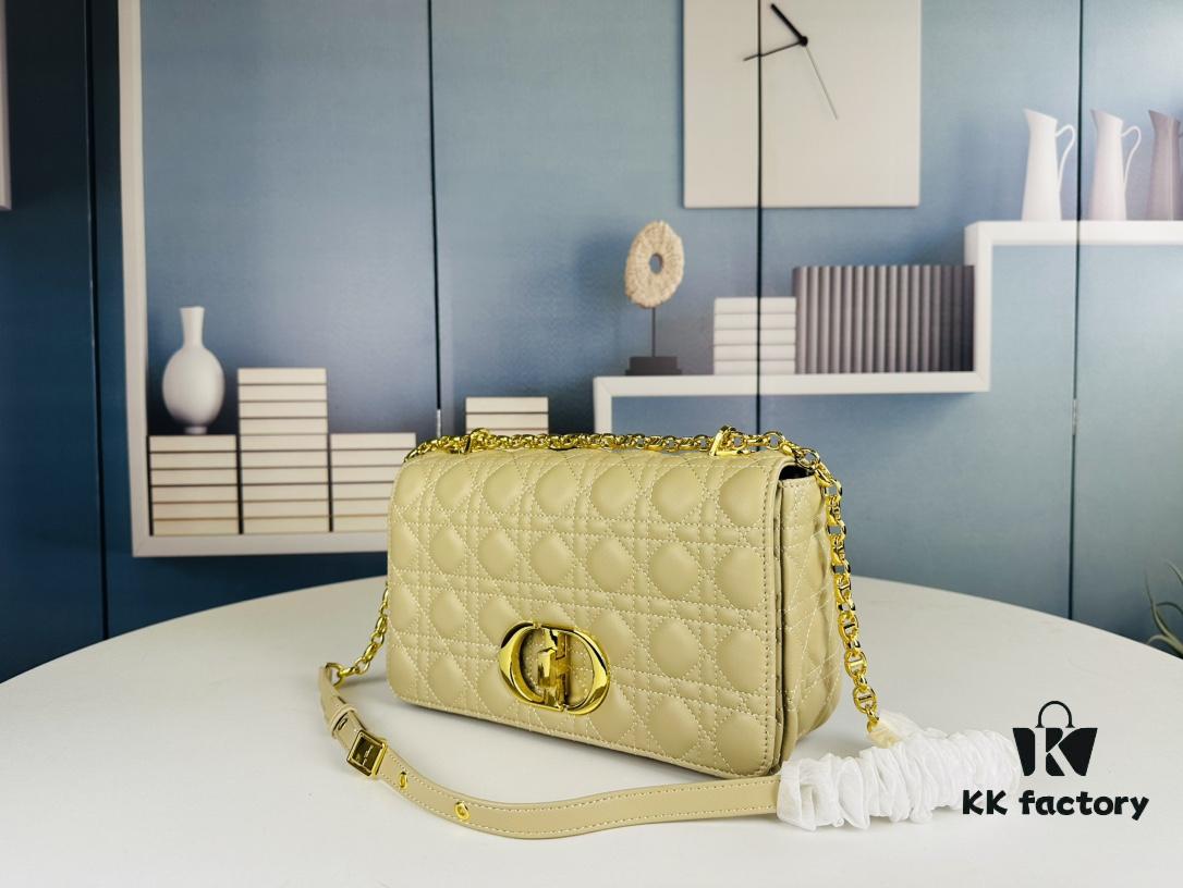 693096876e68136f4d9aa46d Large DIOR Caro Handbag in Caramel Beige Calfskin with Cannage Stitching