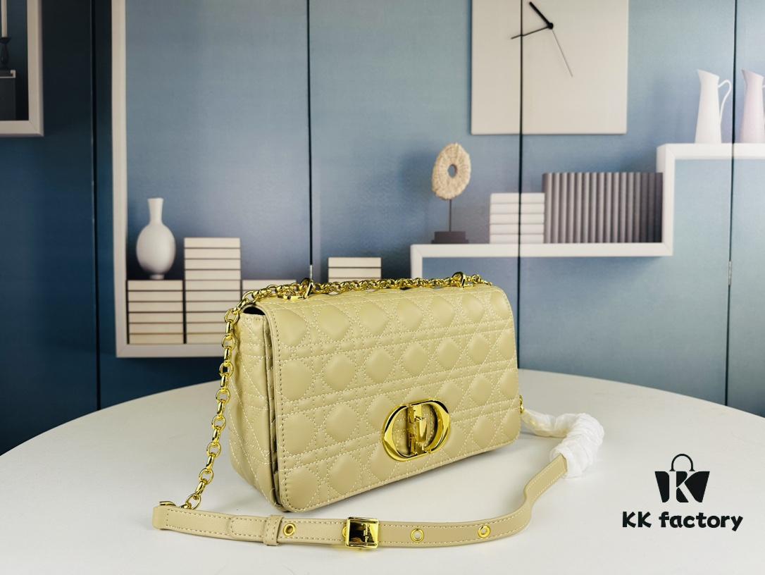 693096886e68136f4d9aa46e Large DIOR Caro Handbag in Caramel Beige Calfskin with Cannage Stitching