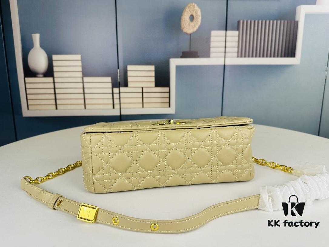 693096a76e68136f4d9aa4b5 Large DIOR Caro Handbag in Caramel Beige Calfskin with Cannage Stitching