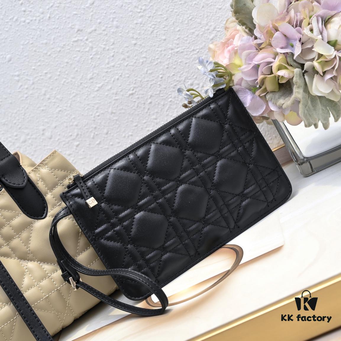 Dior Toujours Medium Bag in Beige Calfskin with Cannage Stitching