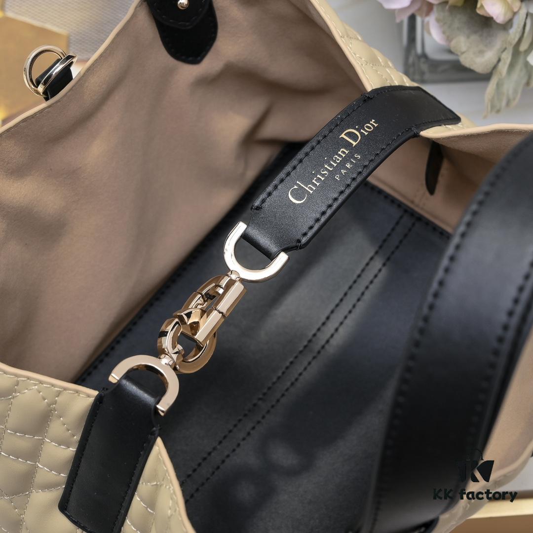 Dior Toujours Medium Bag in Beige Calfskin with Cannage Stitching