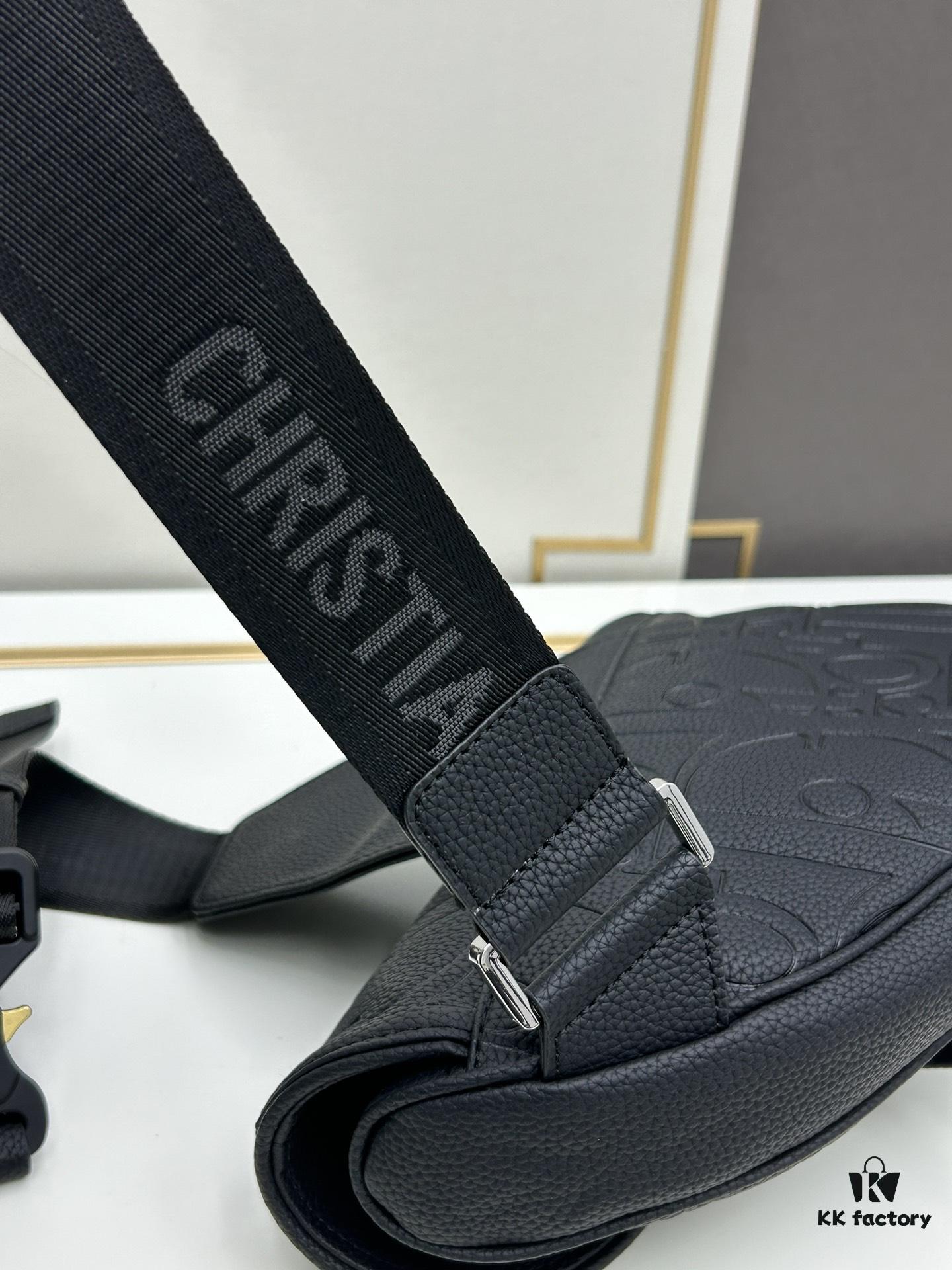 693097296e68136f4d9aa5ed This boxed saddle bag is a new piece from the classic collection, meticulously crafted from black grained leather. A magnetic flap conceals a zip pocket for daily essentials, and it features an adjustable Christian Dior jacquard webbing strap for shoulder or crossbody wear.