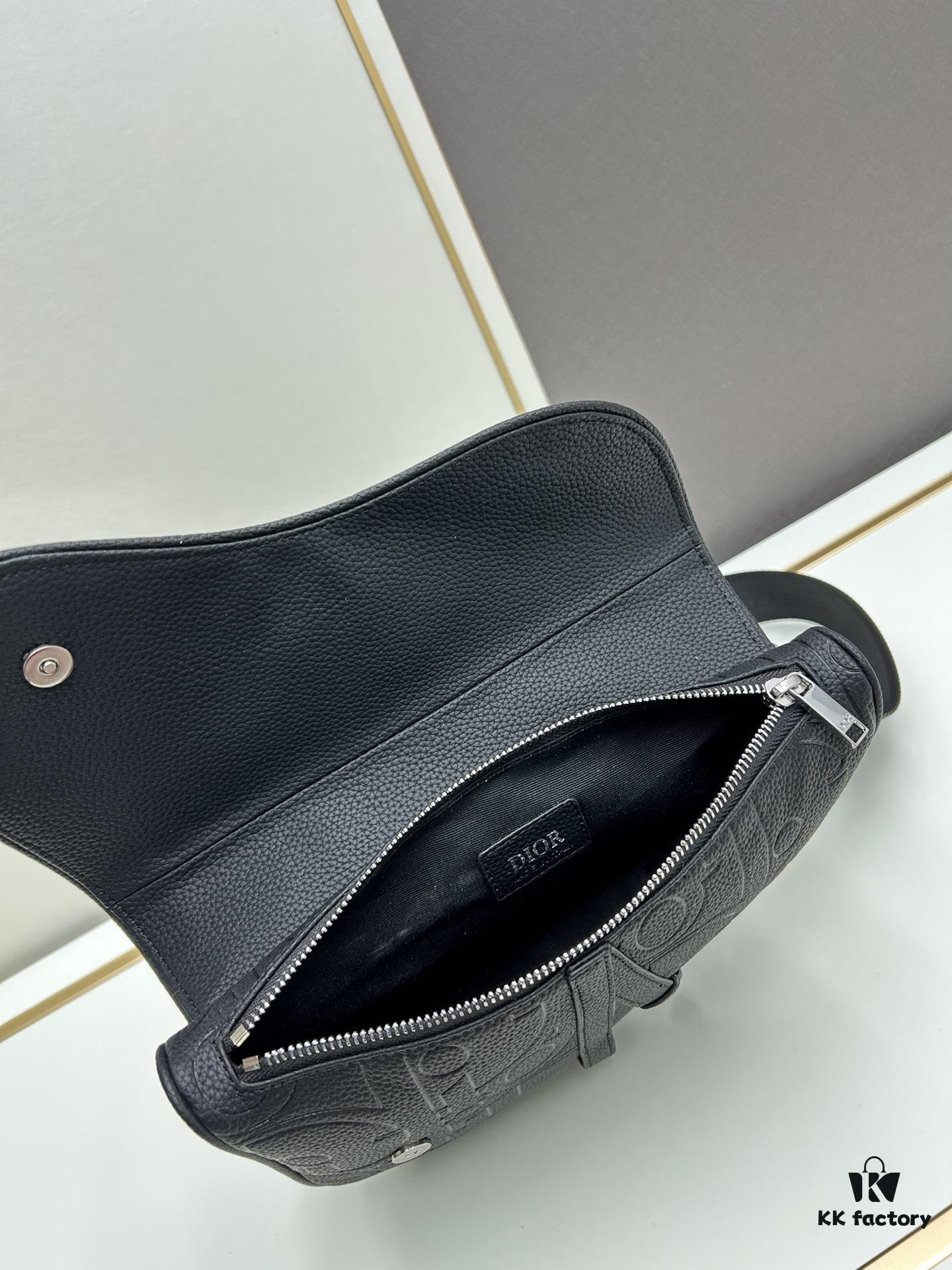 693097296e68136f4d9aa5ef This boxed saddle bag is a new piece from the classic collection, meticulously crafted from black grained leather. A magnetic flap conceals a zip pocket for daily essentials, and it features an adjustable Christian Dior jacquard webbing strap for shoulder or crossbody wear.