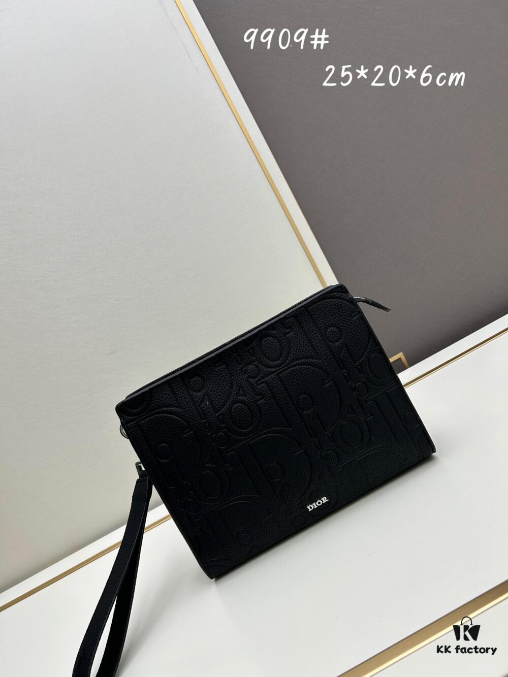 6930972a6e68136f4d9aa5f1 Dior Clutch with Box ||| This clutch is a signature piece from Dior, crafted meticulously from cowhide leather and inspired by the Dior archives. It features a prominent Dior logo on the front for elevated sophistication.