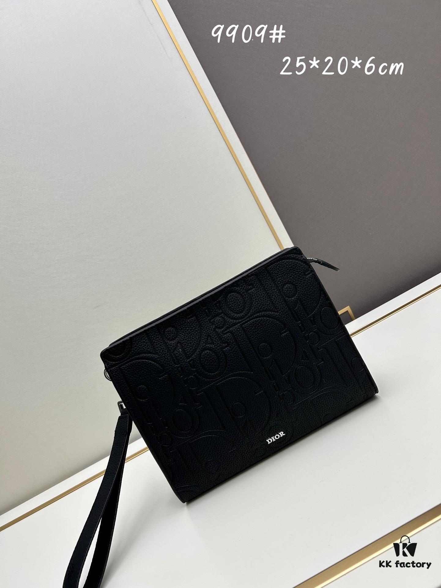 6930972a6e68136f4d9aa5f1 Dior Clutch with Box ||| This clutch is a signature piece from Dior, crafted meticulously from cowhide leather and inspired by the Dior archives. It features a prominent Dior logo on the front for elevated sophistication.
