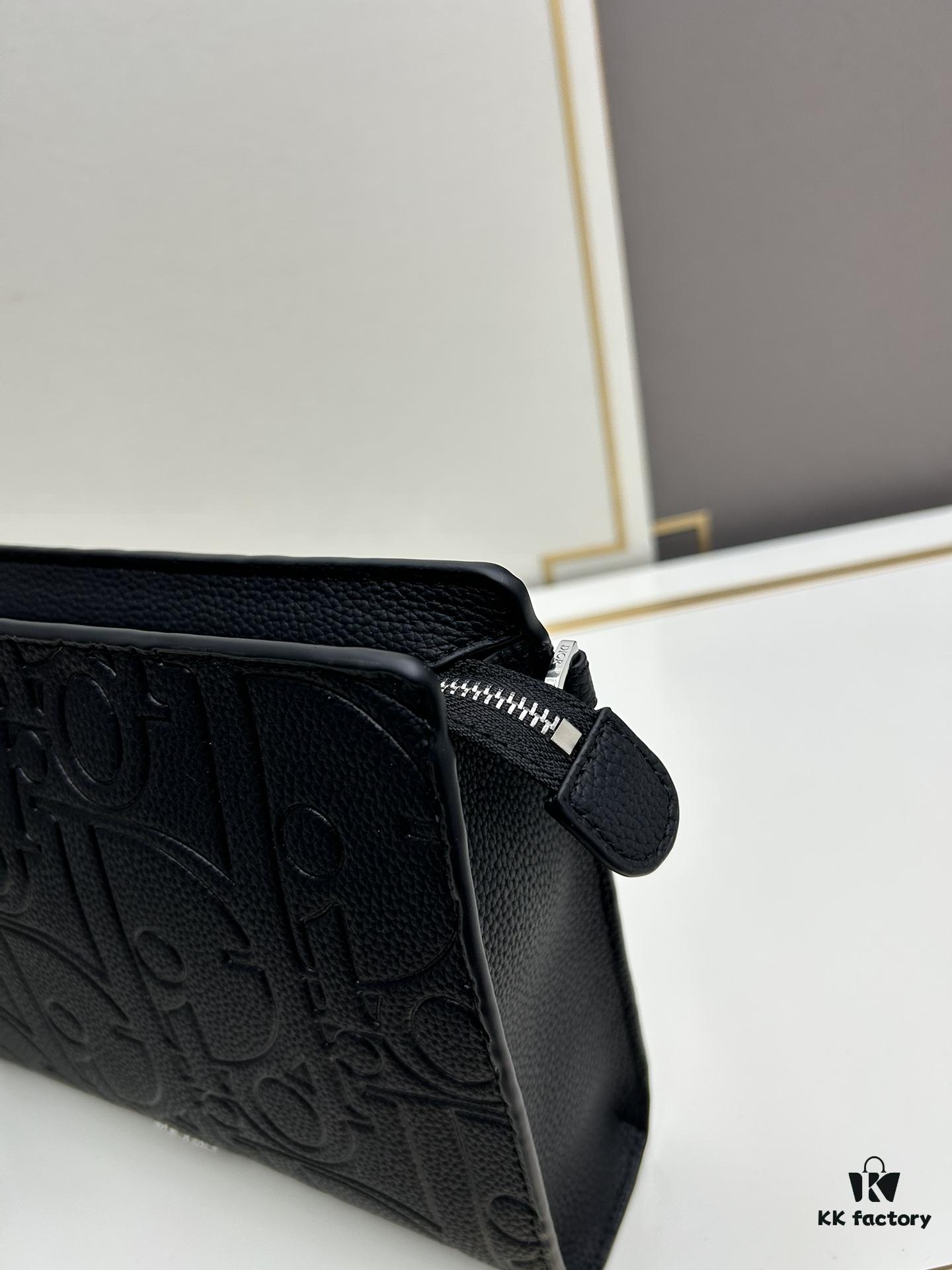 6930972c6e68136f4d9aa5f5 Dior Clutch with Box ||| This clutch is a signature piece from Dior, crafted meticulously from cowhide leather and inspired by the Dior archives. It features a prominent Dior logo on the front for elevated sophistication.