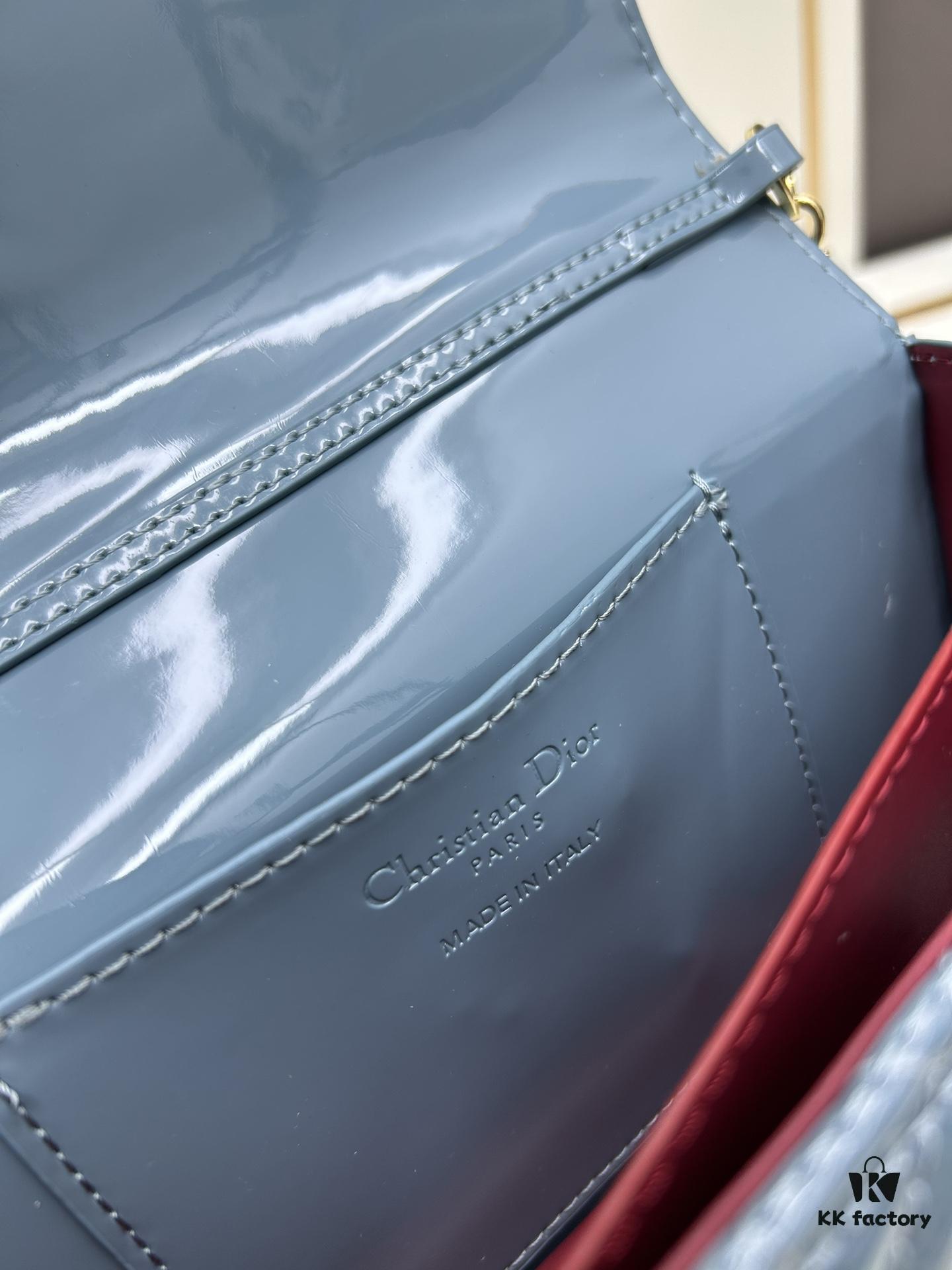 693097436e68136f4d9aa61f Lacquered Leather Lady Dior Pearl Clutch with Box