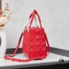 Large Lady Dior Handbag with Silk Scarf, Quilted Cannage Pattern, Five Compartment Design