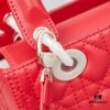Large Lady Dior Handbag with Silk Scarf, Quilted Cannage Pattern, Five Compartment Design