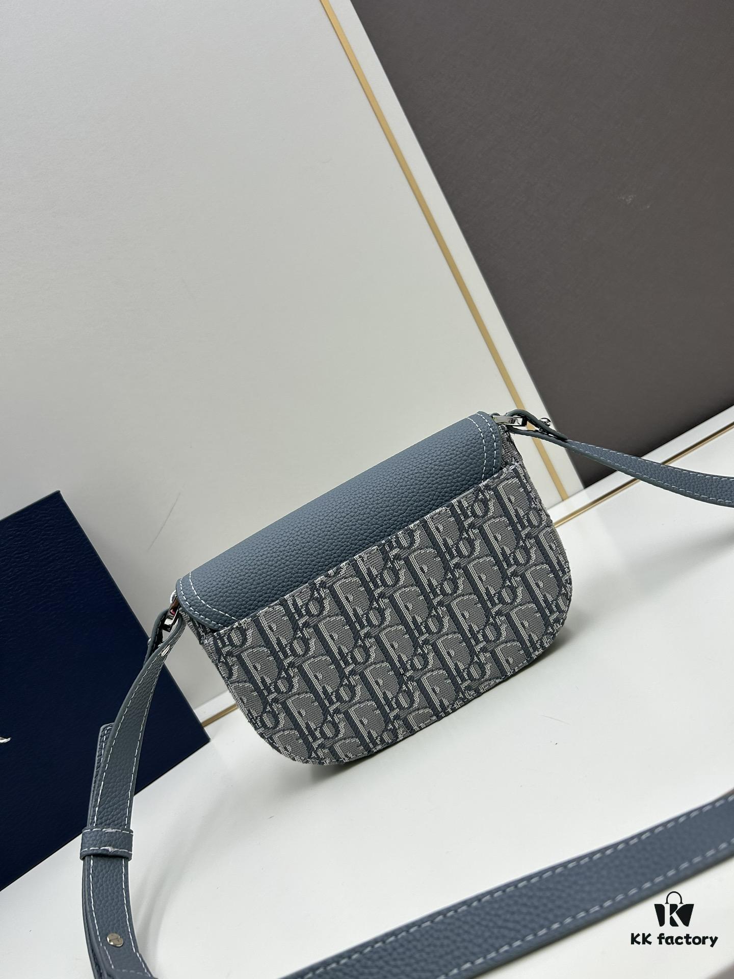 693097796e68136f4d9aa66c Dior Saddle Clutch with Shoulder Strap, Grainy Calfskin and Oblique Print, Black and Beige
