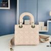Medium Lady Dior Bag with Silk Scarf, Quilted Cannage Pattern, Top-Grade Imported Leather