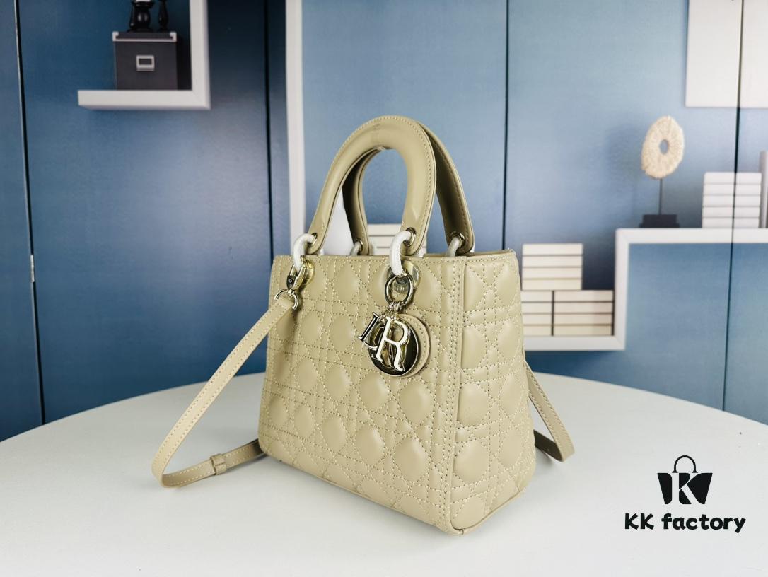693097886e68136f4d9aa688 Large Lady Dior Handbag with Silk Scarf, Quilted Cannage Pattern, Five Compartment Design