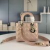 Medium Lady Dior Bag with Silk Scarf, Quilted Cannage Pattern, Top-Grade Imported Leather