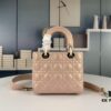 Medium Lady Dior Bag with Silk Scarf, Quilted Cannage Pattern, Top-Grade Imported Leather
