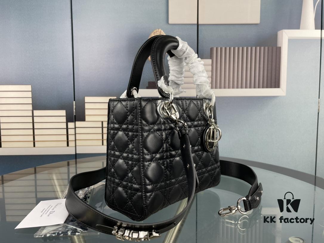 693097a46e68136f4d9aa6c6 Medium Lady Dior Bag with Silk Scarf, Quilted Cannage Pattern, Top-Grade Imported Leather